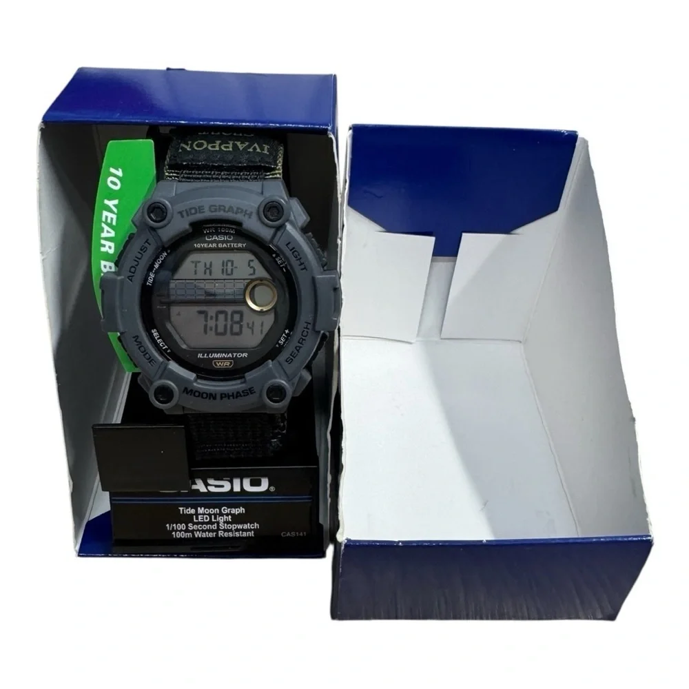 Casio Tide Graph Moon Phase Gray Sports Water Resistant Watch WS-1300H-8AVCF